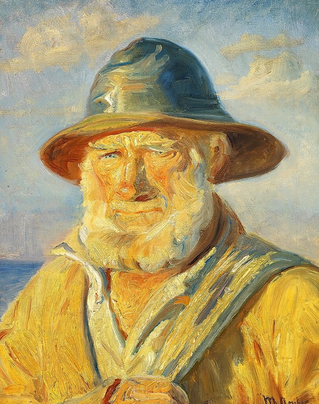 Michael Ancher - Skagenfisker i aftensol. Studie