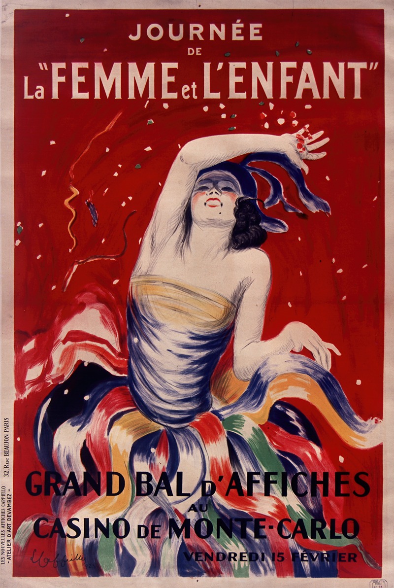 Leonetto Cappiello - Journée de la ‘Femme et l’enfant’ Grand Bal d’affiches au Casino de Monte-Carlo vendredi 15 février