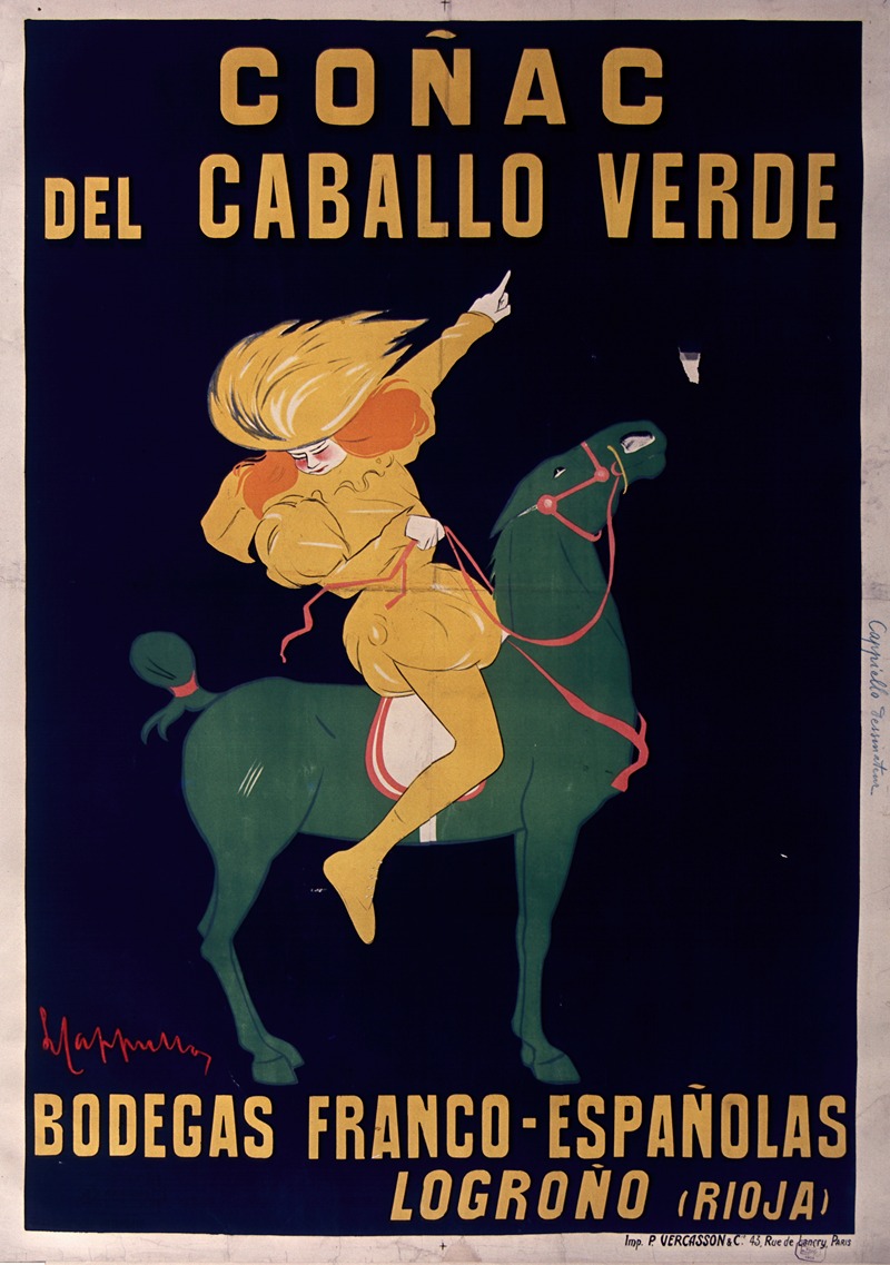 Leonetto Cappiello - Coñac del Caballo verde. Bodegas franco-españolas. Logroño (Rioja)