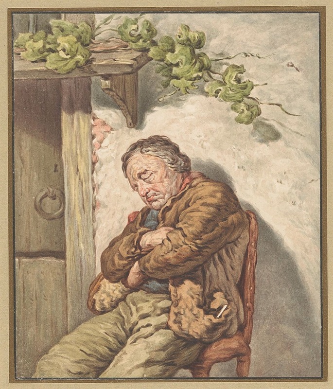 Pieter Christoffel Wonder - Lou de knecht van de bakker, voor het huis ingeslapen in het zonlicht