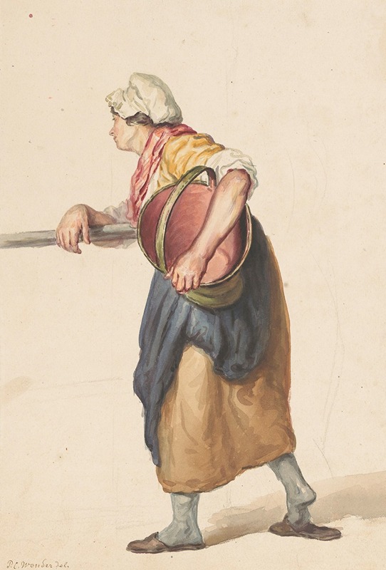 Pieter Christoffel Wonder - Staande vrouw met een emmer onder de arm