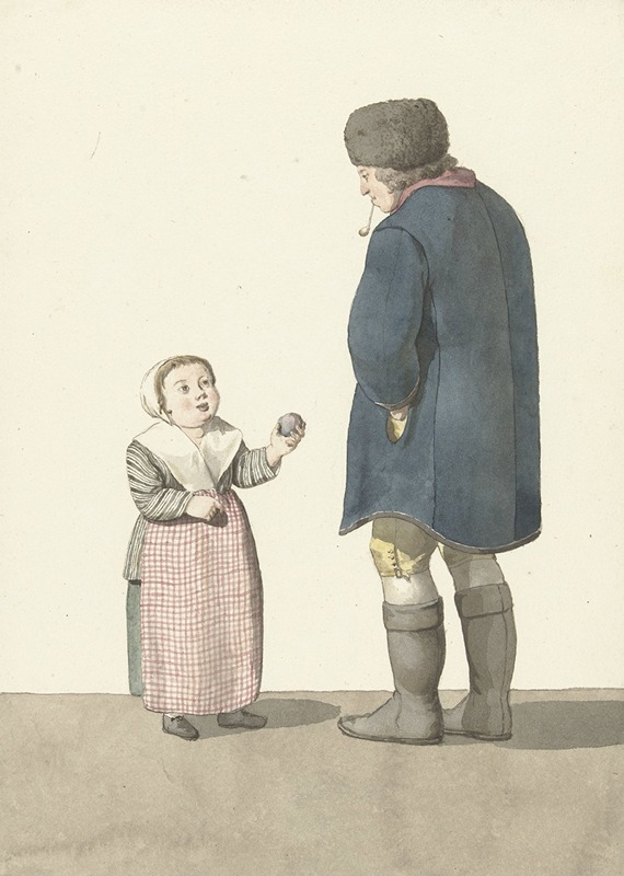 W. Barthautz - Meisje met bal staand voor een man