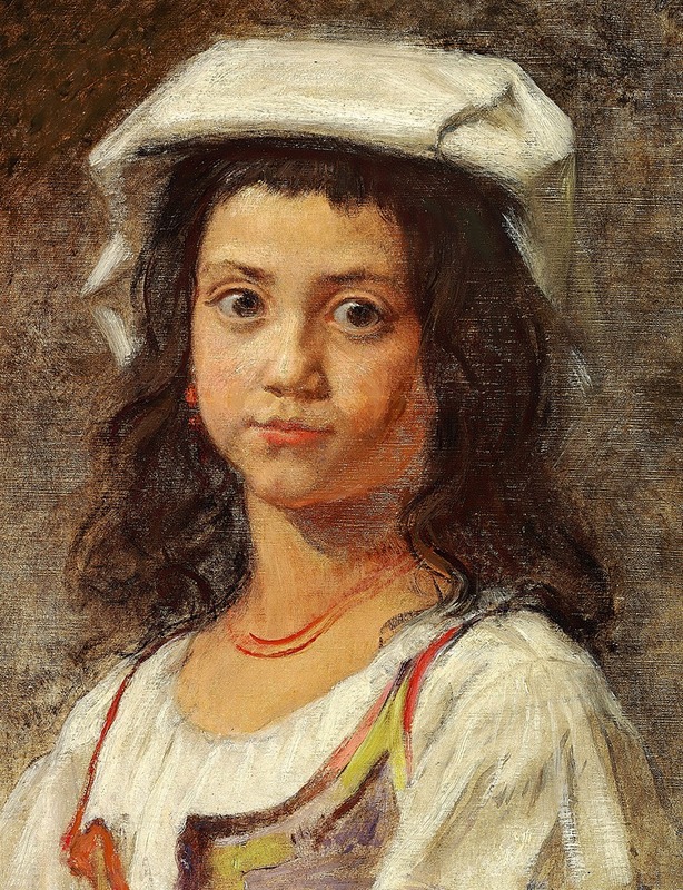 Wilhelm Marstrand - En ung italienerinde med hvidt hovedklæde