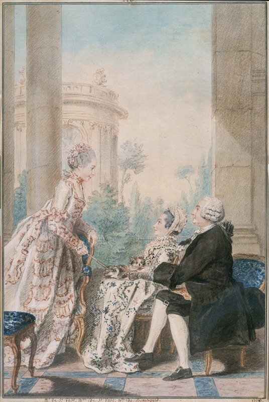 Louis Carrogis Carmontelle - M. et Mme de Saint Wast accueillant Mlle de Beauregard