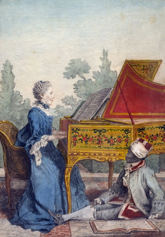 Louis Carrogis Carmontelle - Mlle Desgots, de Saint Domingue, avec son nègre Laurent