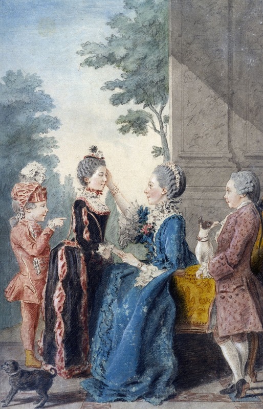 Louis Carrogis Carmontelle - Mme de Roncherolles et ses trois enfants