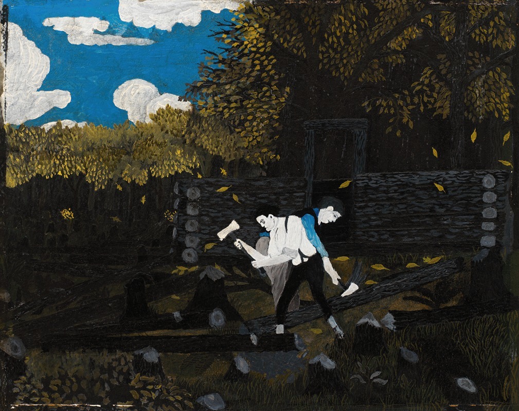 Horace Pippin - Abraham Lincoln and His Father Building Their Cabin on Pigeon Creek