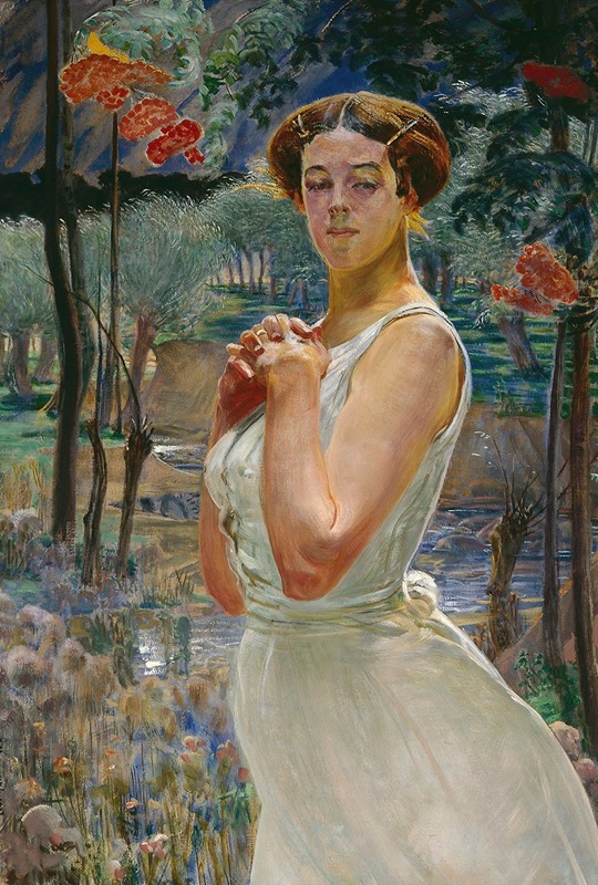 Jacek Malczewski - Portrait of a woman against a rowanberry grove