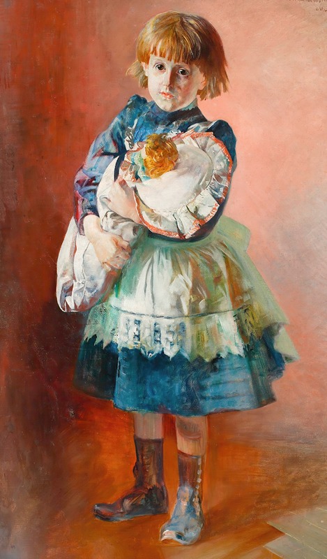 Jacek Malczewski - Portrait of Julia, artist’s daughter, with a doll