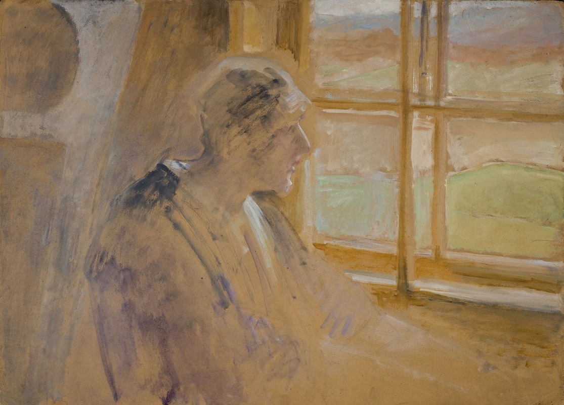 Jacek Malczewski - Sketch of a woman in the window