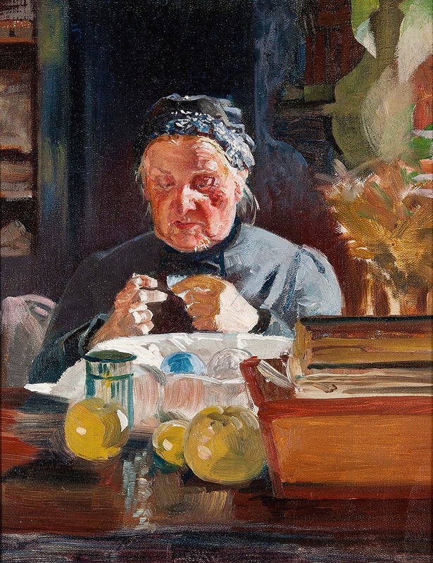 Jacek Malczewski - Woman at table, sketch