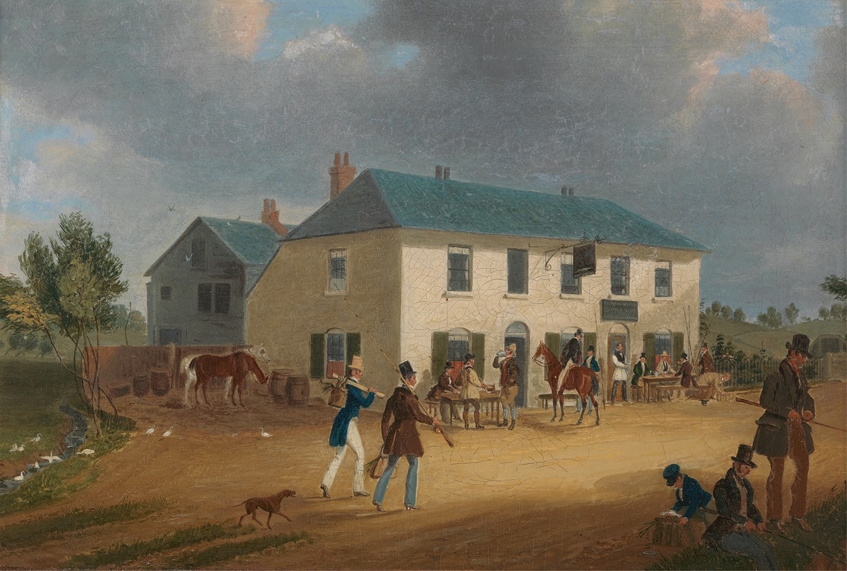 James Pollard - Outside the Pike and Anchor Inn at Ponders End, Middlesex