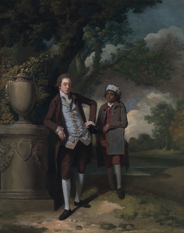 John Hamilton Mortimer - A Young Man with his Indian Servant Holding a Portfolio