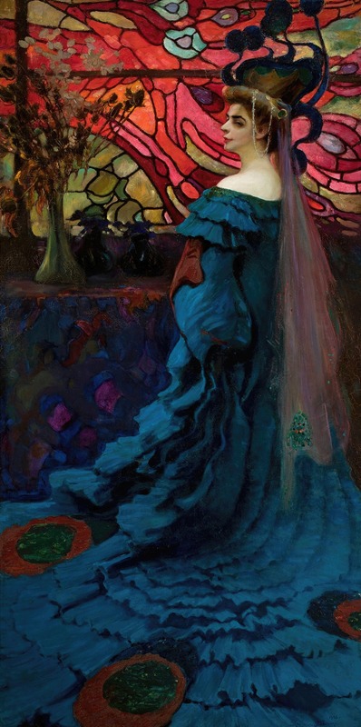 Kazimierz Stabrowski - Peacock – portrait of Zofia Borucińska née Jakimowicz