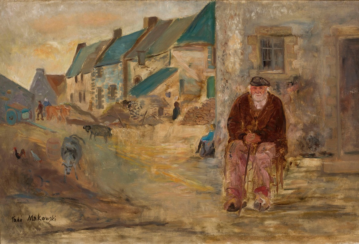 Tadeusz Makowski - Breton landscape with an old fisherman