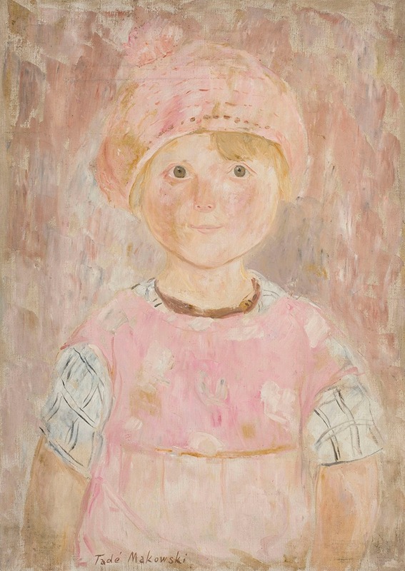 Tadeusz Makowski - Dziewczynka w różowej sukience i czapce