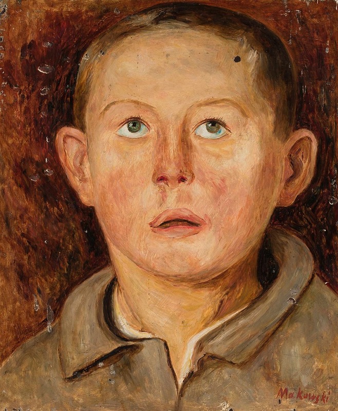 Tadeusz Makowski - Head of a boy in an unbuttoned collar