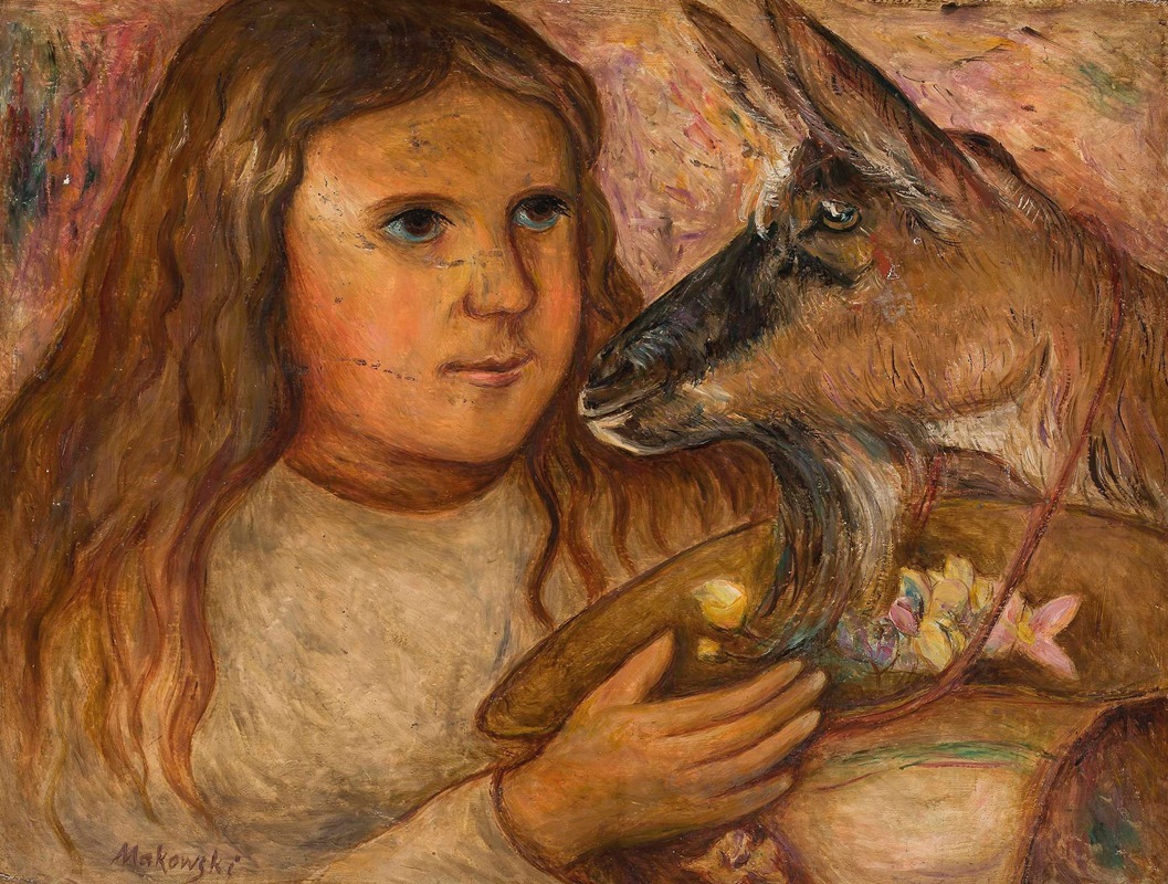 Tadeusz Makowski - Little girl with a goat