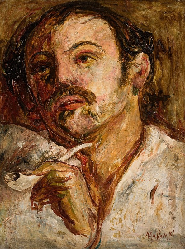 Tadeusz Makowski - Portrait of a man with a smoking pipe