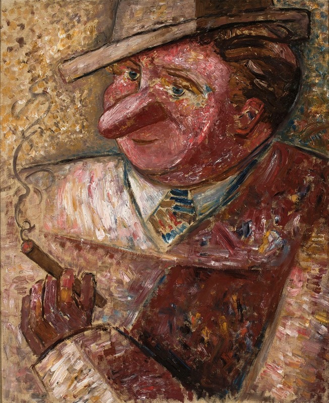 Tadeusz Makowski - Portret mężczyzny w kapeluszu z cygarem