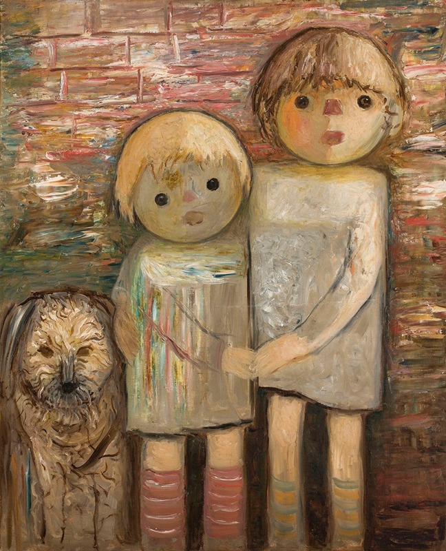 Tadeusz Makowski - Two children with a dog
