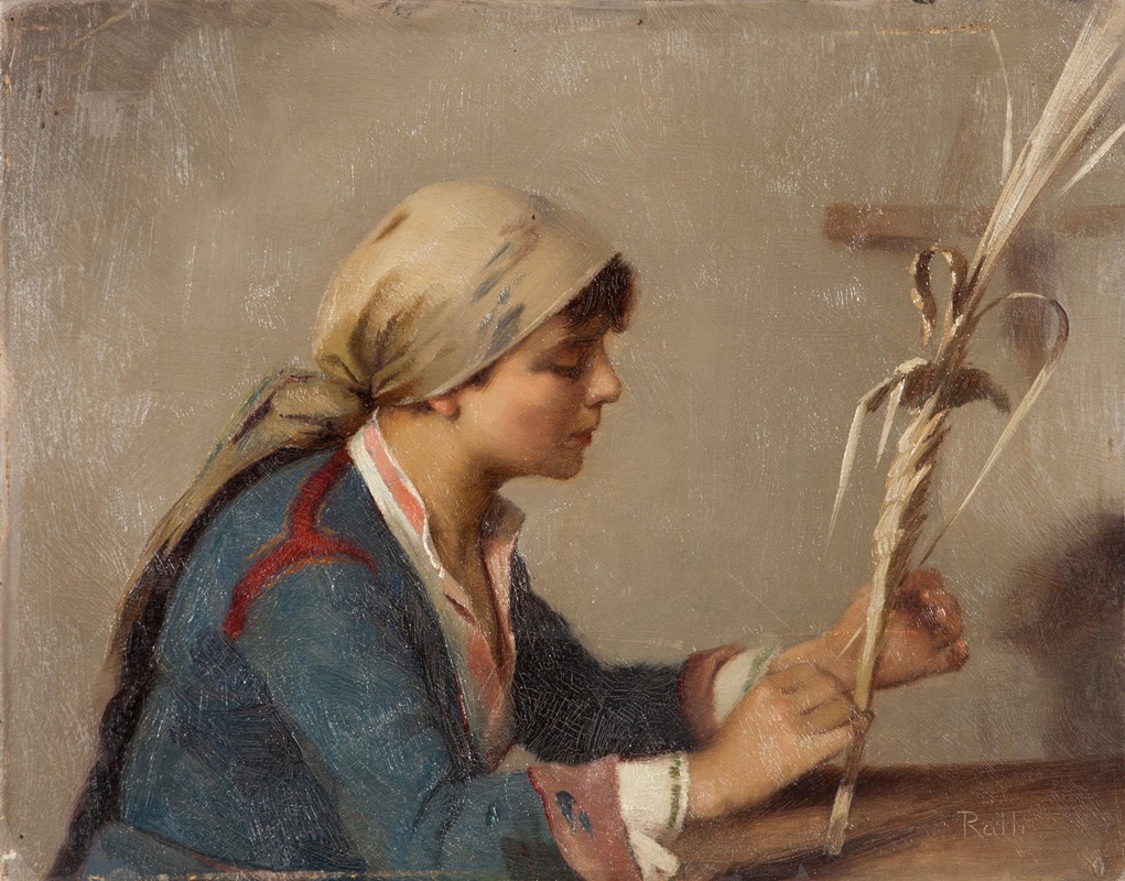 Theodoros Ralli - Young girl weaving willow branches