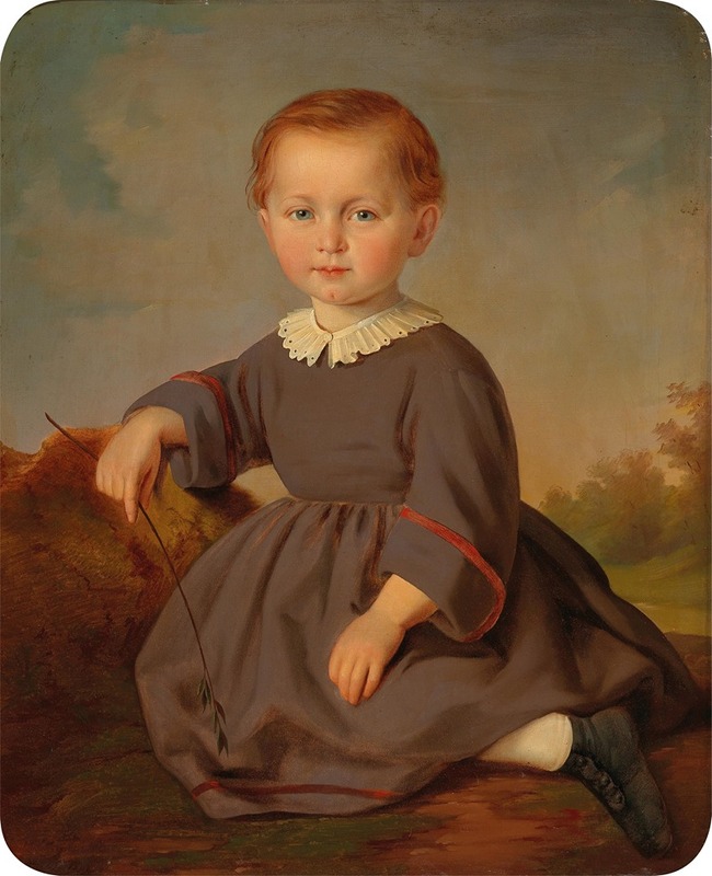 Carl Teibler - Portrait of a Child set in a landscape