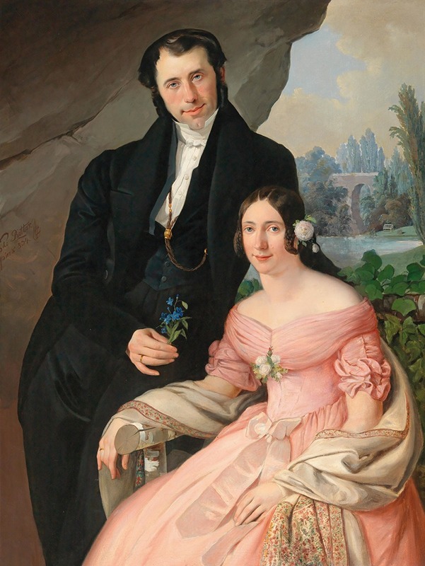 Eduard Ritter - Portrait of Anton Zhuber and his Wife Theresia Zhuber