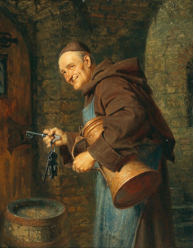 Eduard von Grützner - A cellarer with a bunch of keys