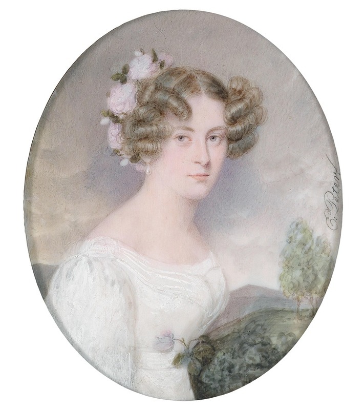 Emanuel Thomas Peter - Bildnis einer jungen Frau mit Blumen im Haar