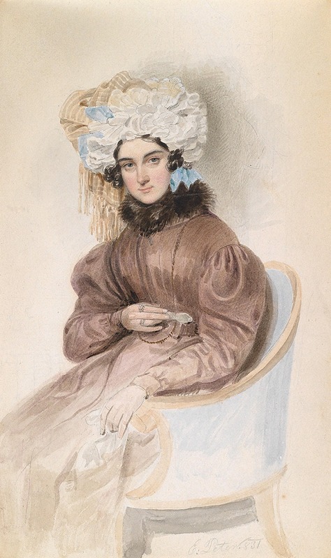 Emanuel Thomas Peter - Bildnis einer sitzenden Dame mit Rüschenhaube