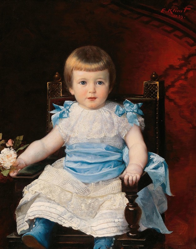 Ernst Klimt - Portrait of a little girl sitting