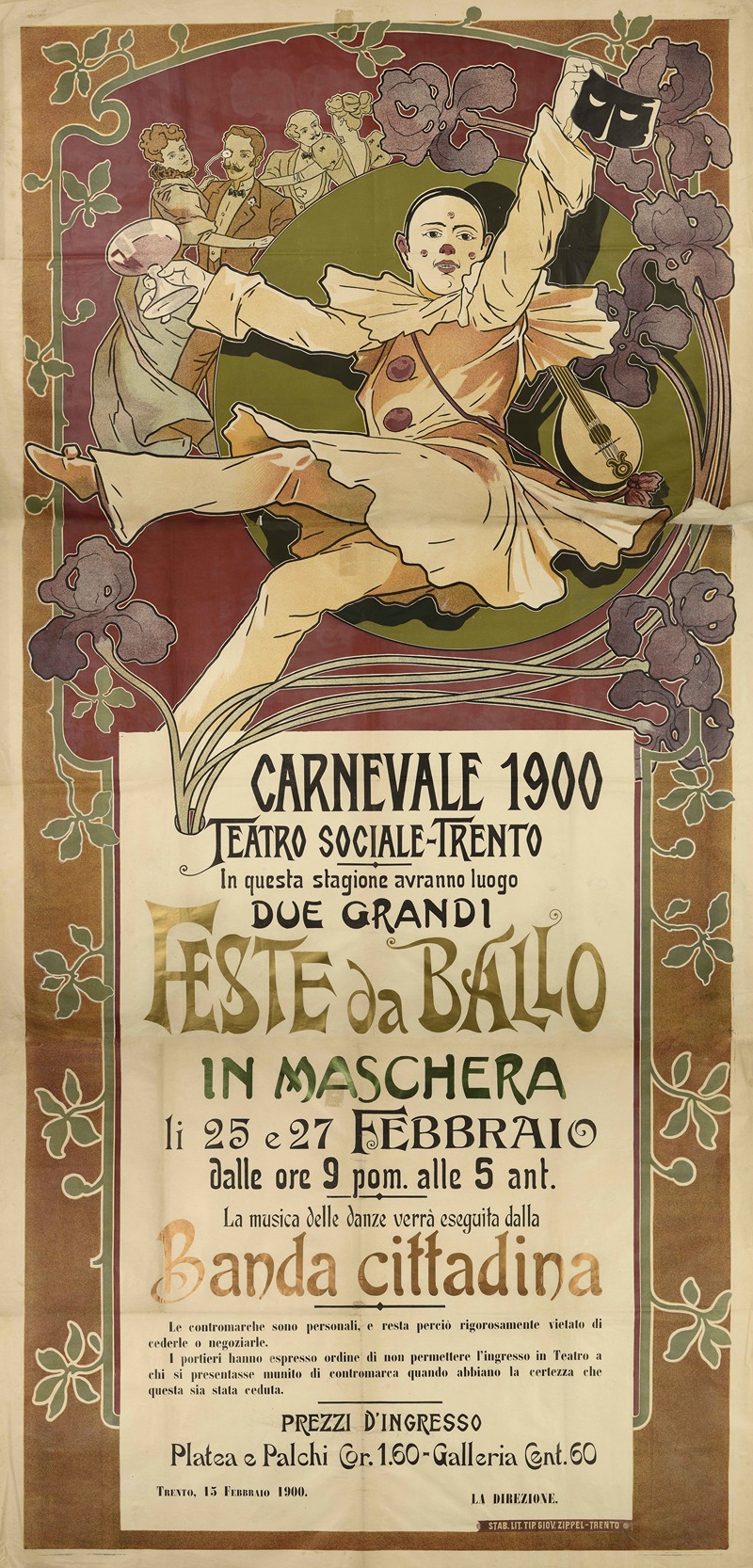 Zippel - Carnevale 1900. Teatro sociale Trento