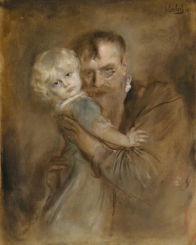 Franz von Lenbach - Selbstportrait mit Tochter Marion