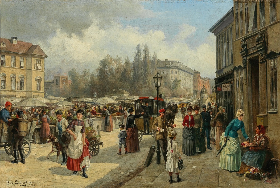 Franz von Persoglia - A View of Naschmarkt in Vienna