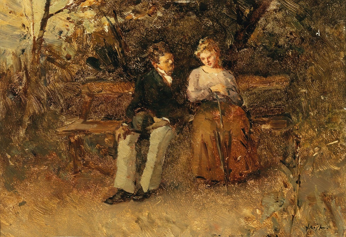 Fritz Rojka - Lovers on a Park Bench
