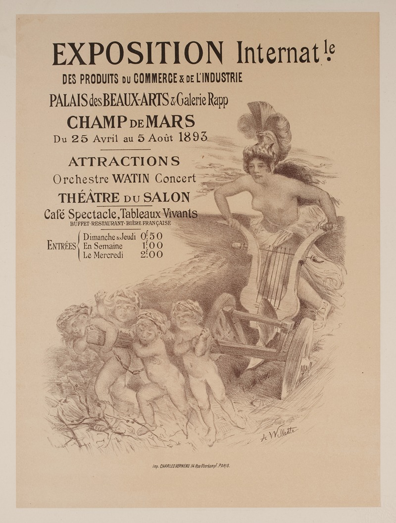 Adolphe Léon Willette - Exposition Internationale des Produits du Commerce & de l’Industrie Palais des Beaux-arts & Galerie Rapp Champ de