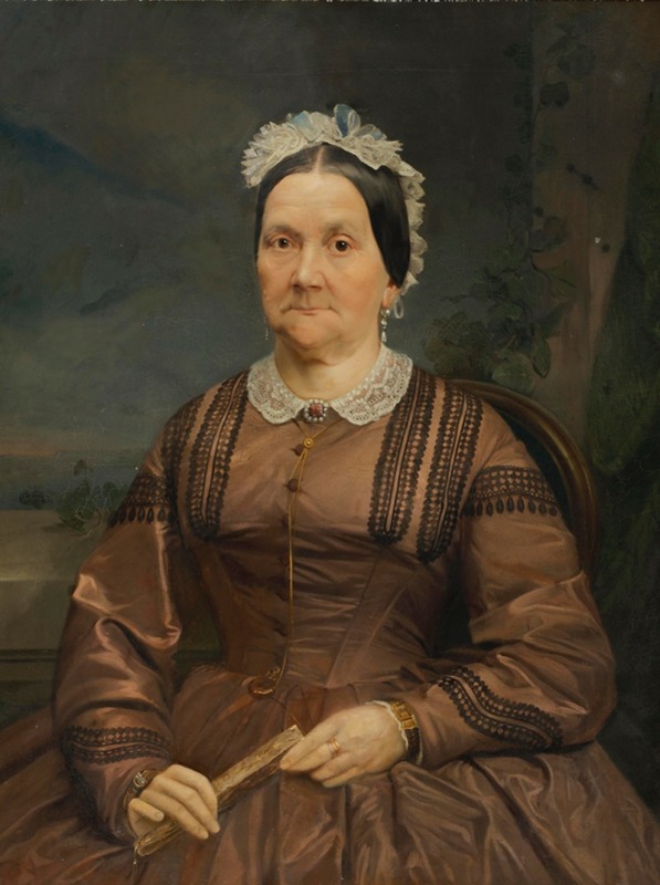 Johann Baptist Reiter - Portrait einer Dame im braunen Seidenkleid