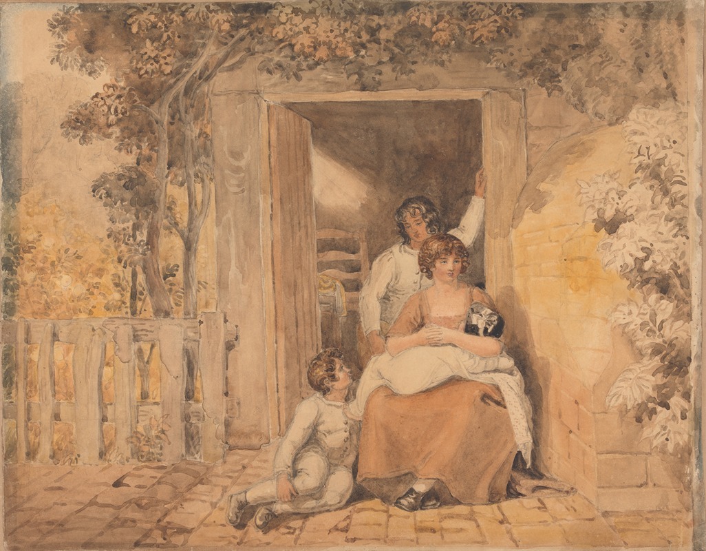 Joshua Cristall - Family Posed in Front of a Doorway