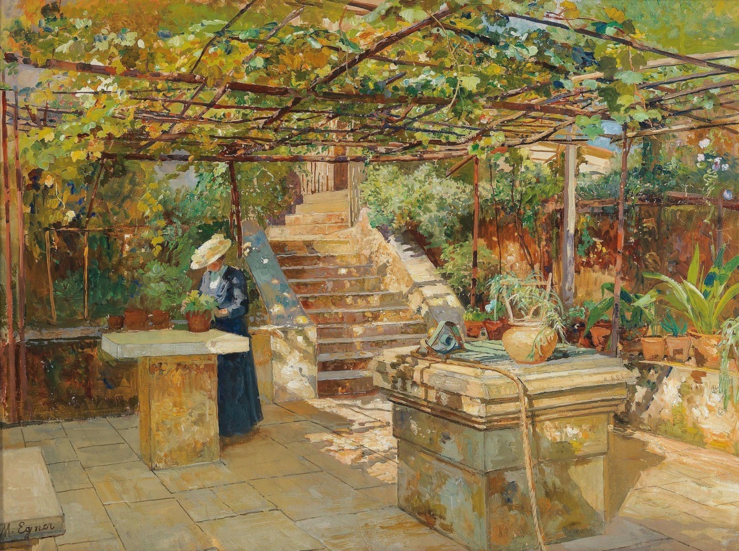 Marie Egner - A flower lover on a sunny terrace
