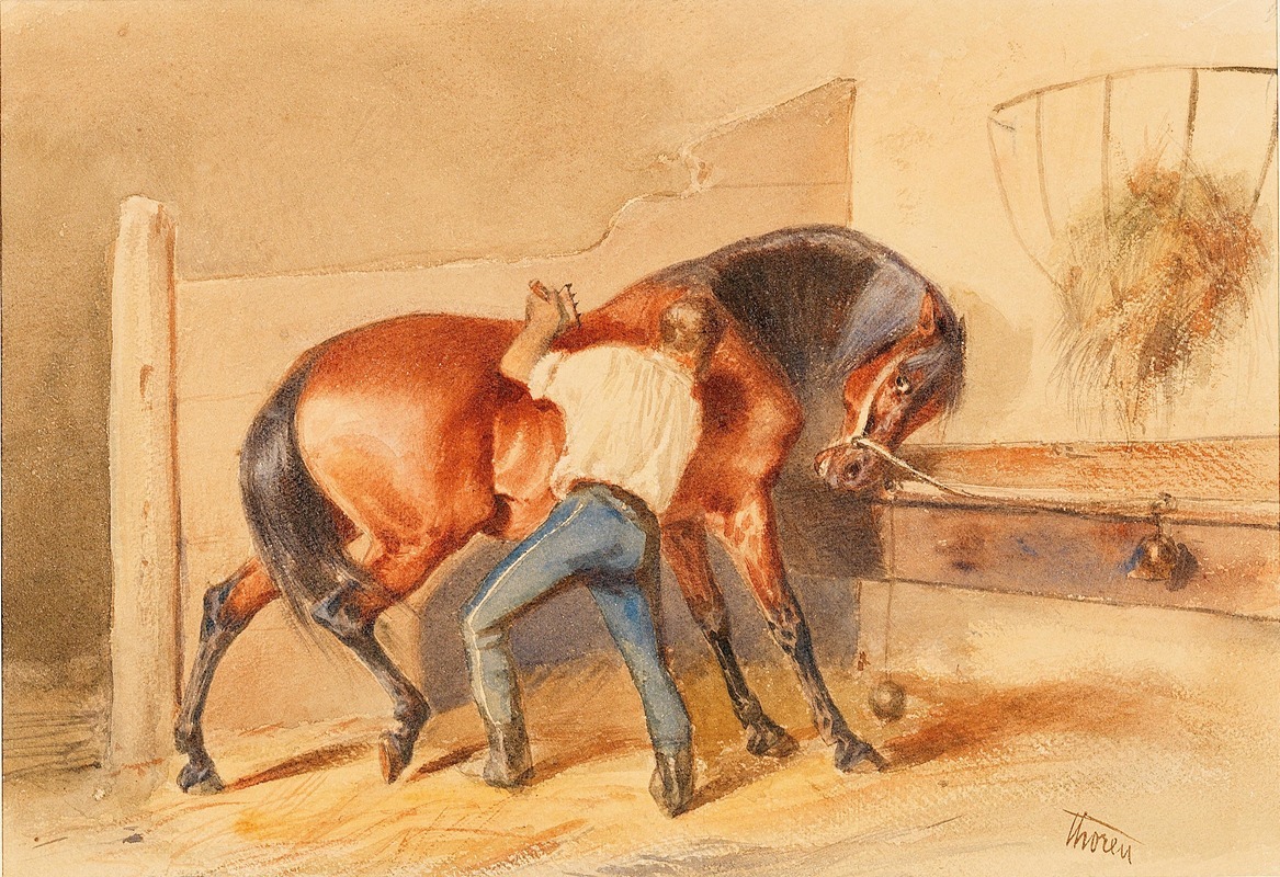 Otto von Thoren - Im Pferdestall