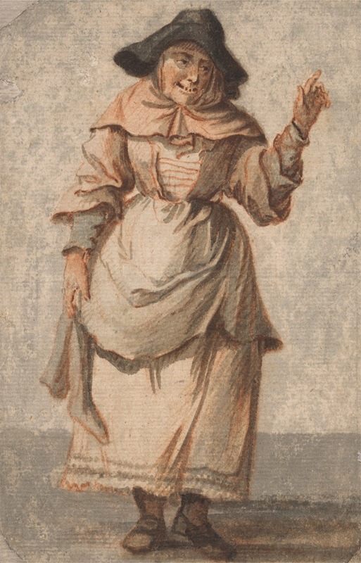 Paul Sandby - An Old Market Woman Grinning and Gesturing with her Left Hand