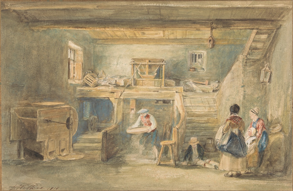 Sir David Wilkie - The Interior of Pitlessie Mill with a Man Sieving Corn