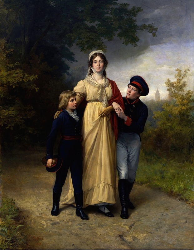 Carl Steffeck - Queen Louise with her sons in Luisenwahl Park