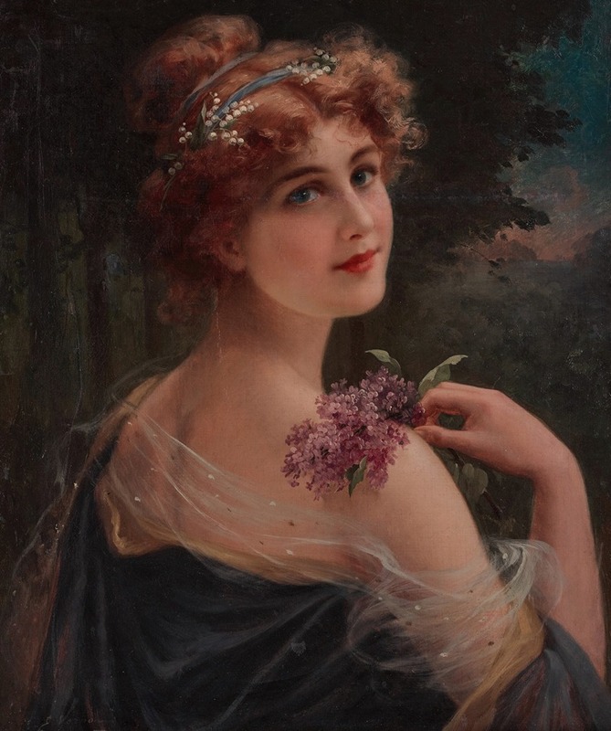 Emile Vernon - Young Woman with a Sprig of Lilac