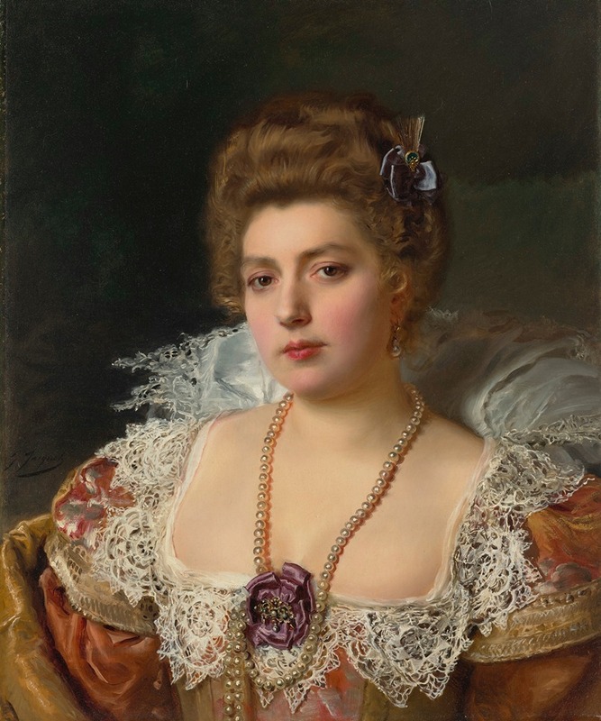 Gustave Jean Jacquet - Portrait d’une femme portant des perles