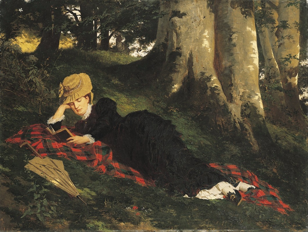 Gyula Benczúr - Woman Reading in a Forest