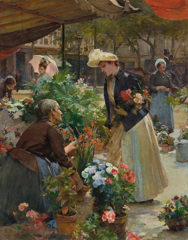 Louis Marie De Schryver - Paris – The Flower Market on the Île de la Cité