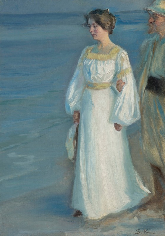 Peder Severin Krøyer - Summer Evening on Skagen Beach, Portrait of the Artist’s Wife