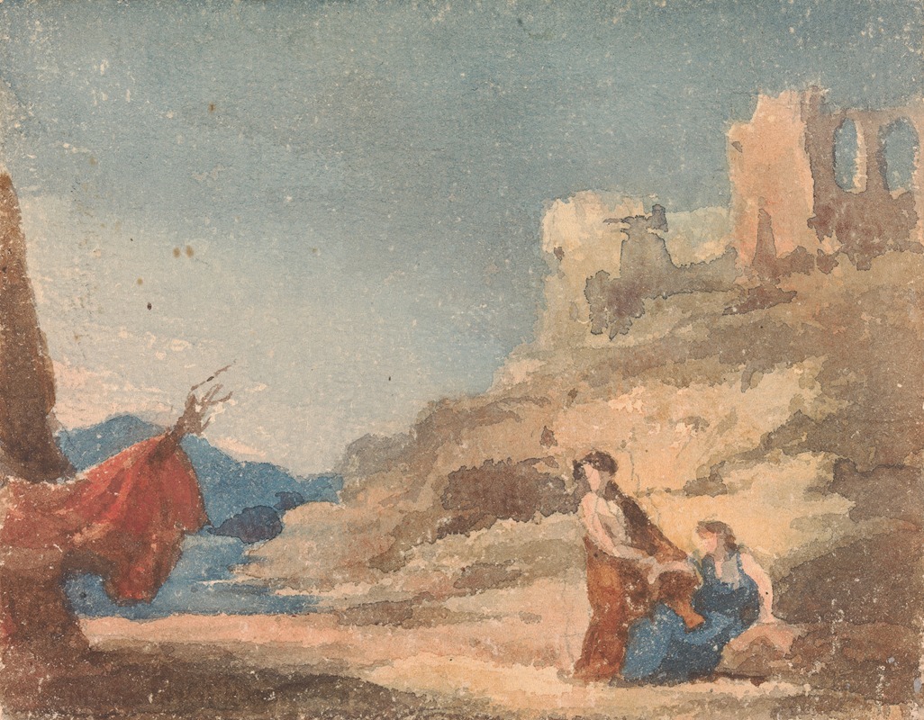 Thomas Sully - Figures Among Ruins on Hill
